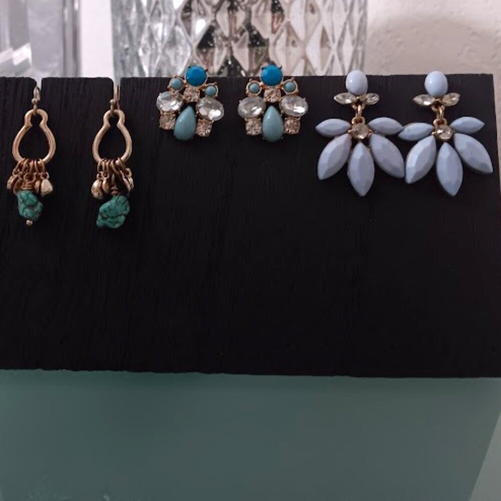 3pc LOT BANANA REPUBLIC + LEE By LEE ANGEL Multi-color Crystal & Stone Earrings - Picture 4 of 6
